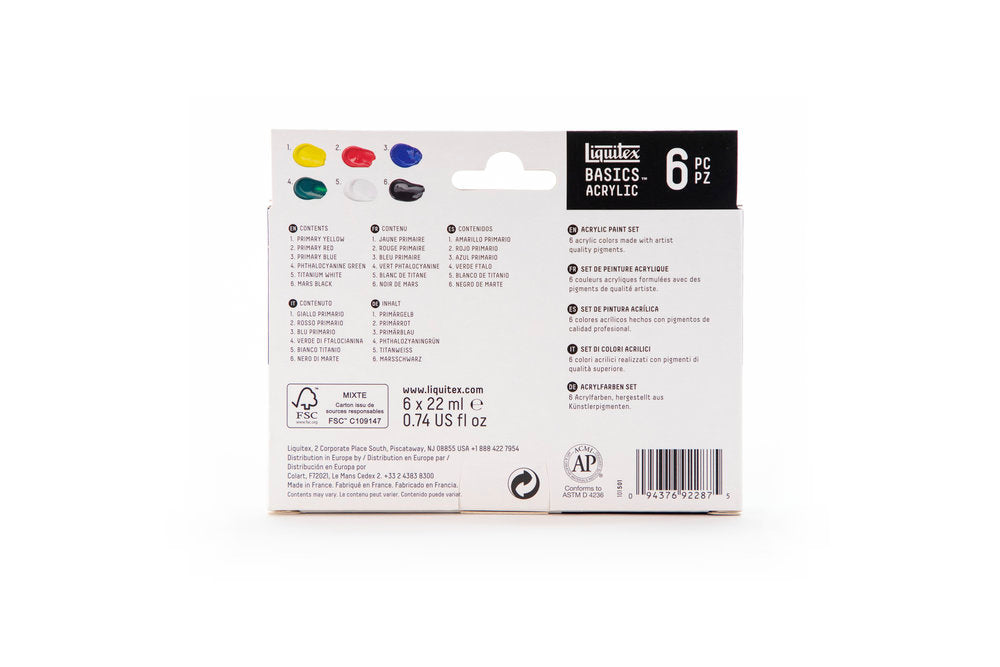 Liquitex BASICS akrilinių dažų rinkinys 6 vnt. po 22 ml