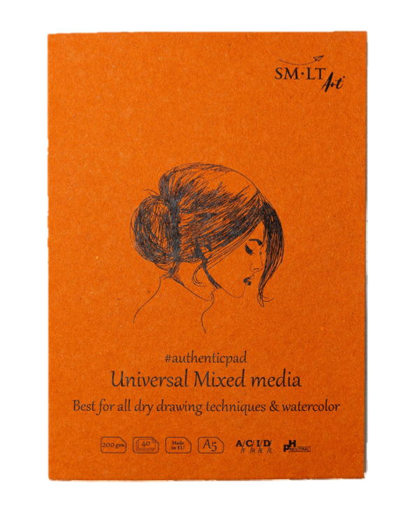 Eskizavimo bloknotas Mixed media Authentic SMLT Art, A5, 40 baltų lapų (200 gsm) su kieta nugarėle