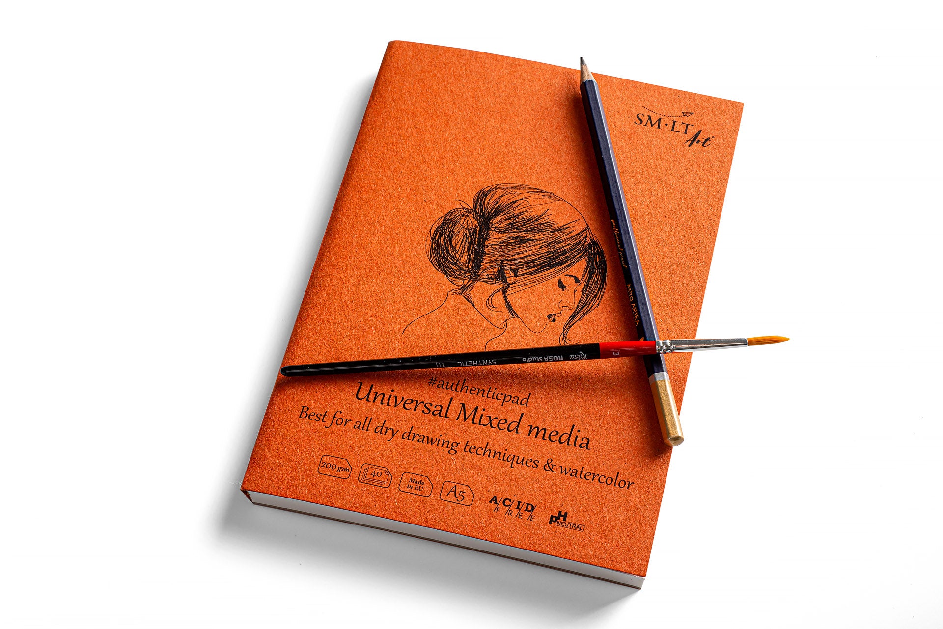 Eskizavimo bloknotas Mixed media Authentic SMLT Art, A5, 40 baltų lapų (200 gsm) su kieta nugarėle