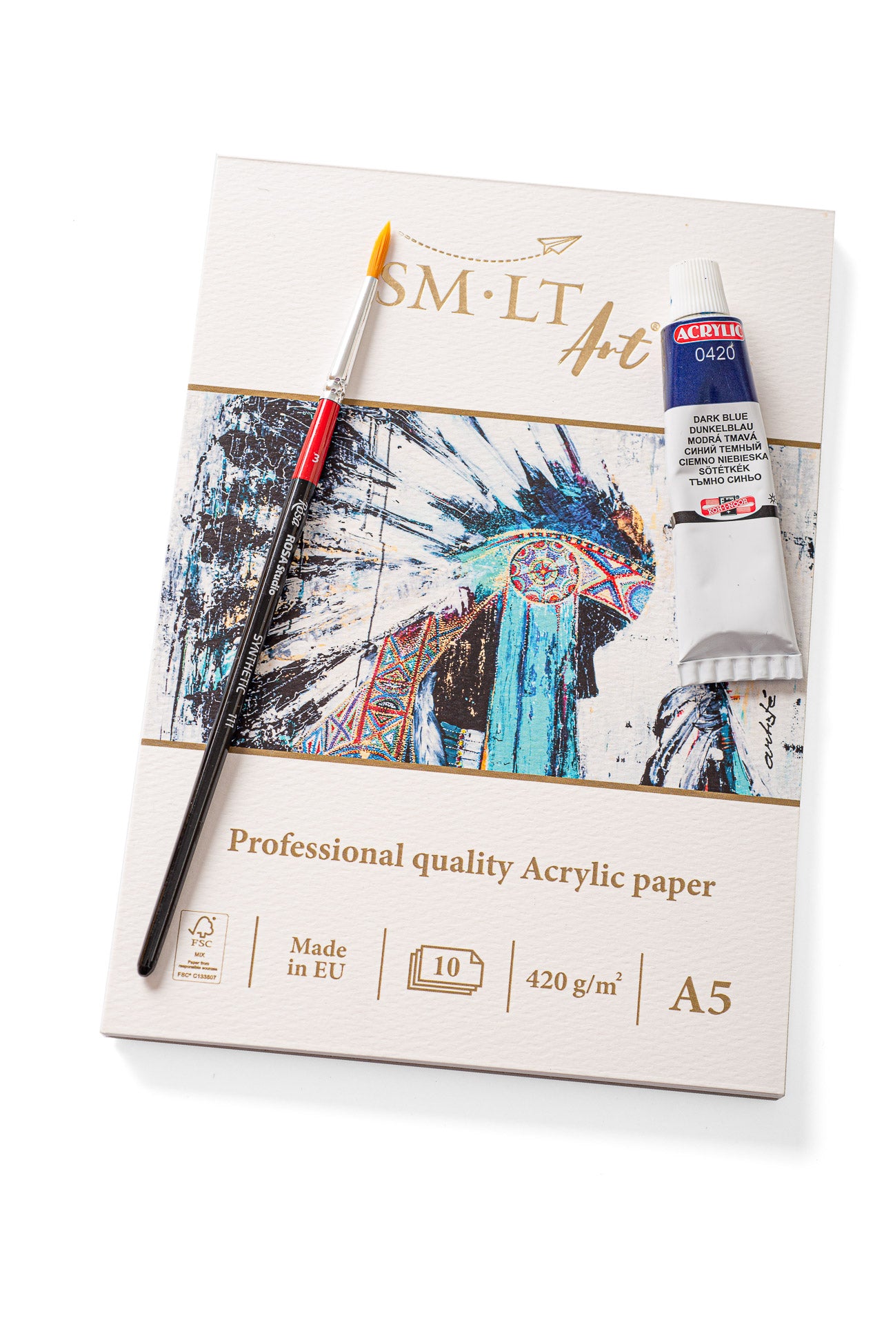 Tapybos sąsiuvinis PRO SMLT Art akrilinei tapybai, A5, 420 gsm 10 lapų, kieta nugarėle
