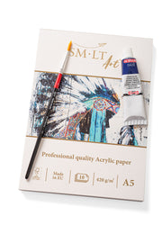 Tapybos sąsiuvinis PRO SMLT Art akrilinei tapybai, A5, 420 gsm 10 lapų, kieta nugarėle