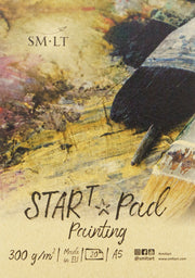 Tapybos bloknotas SMLT ART "START" A5 baltas, 20 lapų (300 gsm) su užlenkiamu viršeliu ir kieta nugarėle