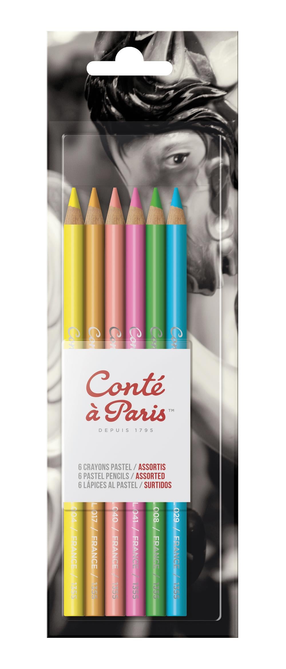 Pastelinių pieštukų rinkinys 6 vnt. "BRIGHT HUES ASSORTED", Conte a Paris