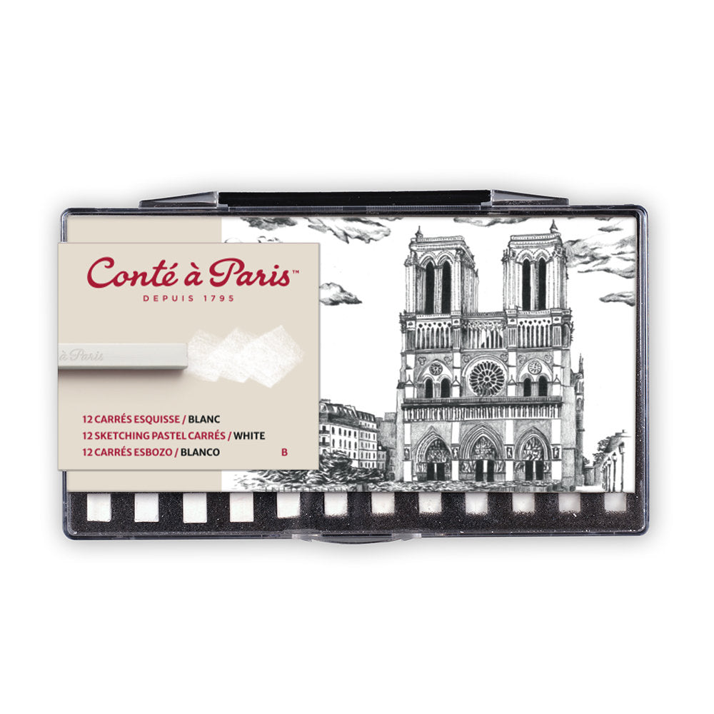 Eskizavimo baltos pastelės rinkinys, 12 vnt. B minkštumo, Conte a Paris