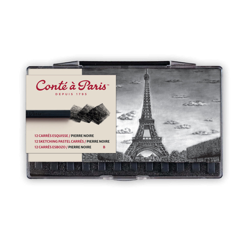 Eskizavimo juodos pastelės rinkinys, 12 vnt. B minkštumo, Conte a Paris
