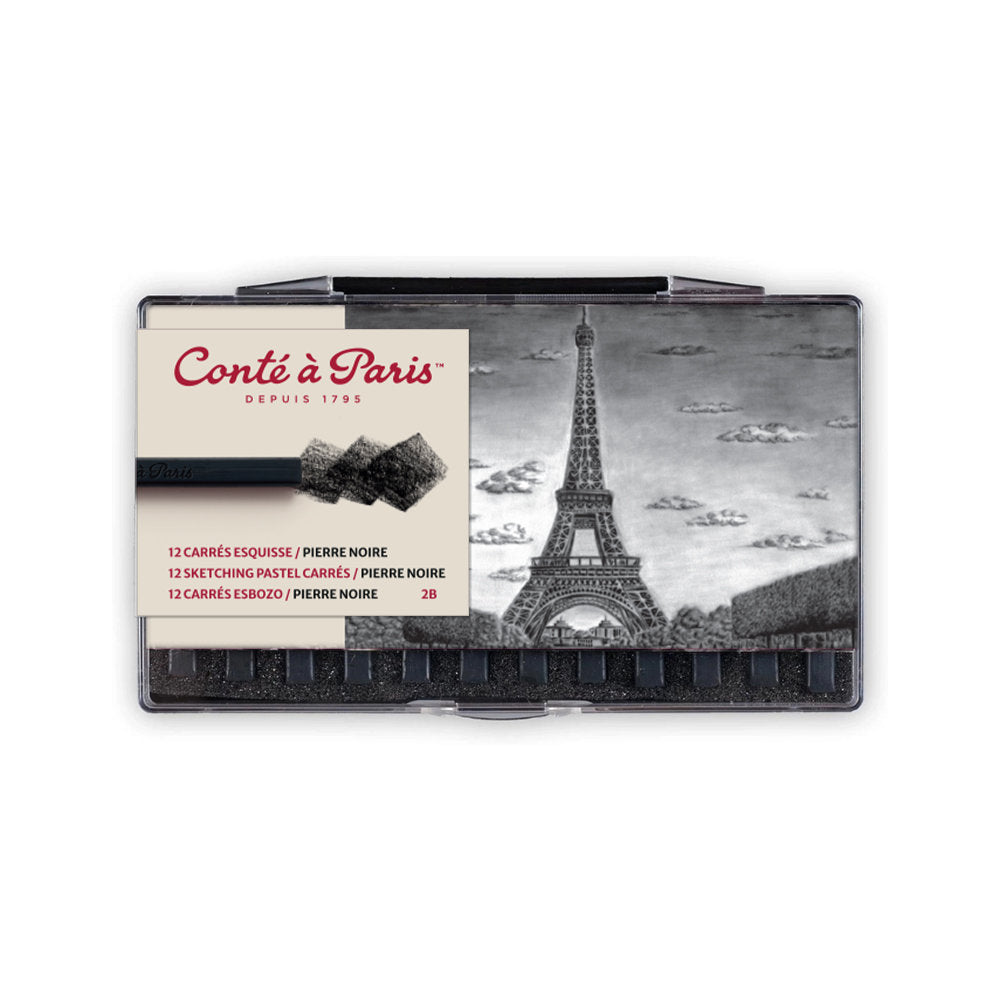 Juodos pastelės rinkinys, 12 vnt. 2B minkštumo, Conte a Paris