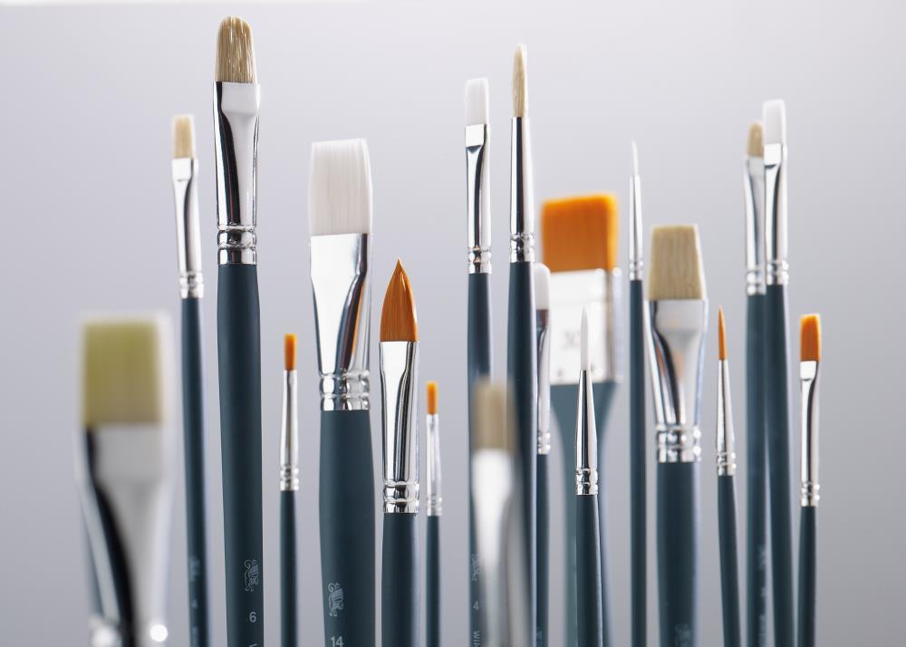 Winsor & Newton plokščios formos teptukų rinkinys akrilui 3 vnt.