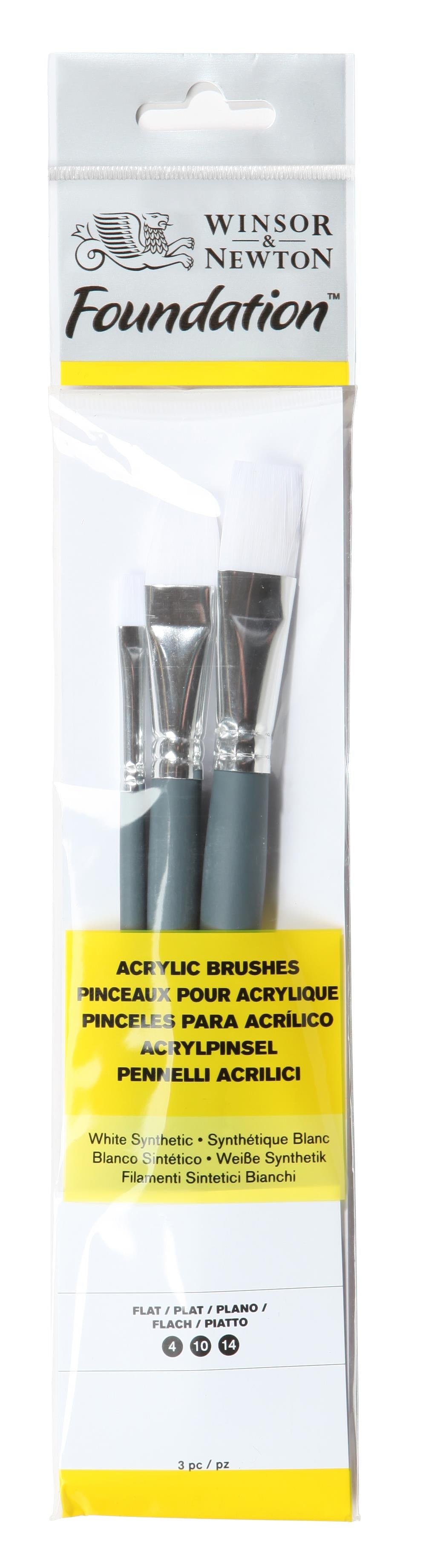 Winsor & Newton plokščios formos teptukų rinkinys akrilui 3 vnt.