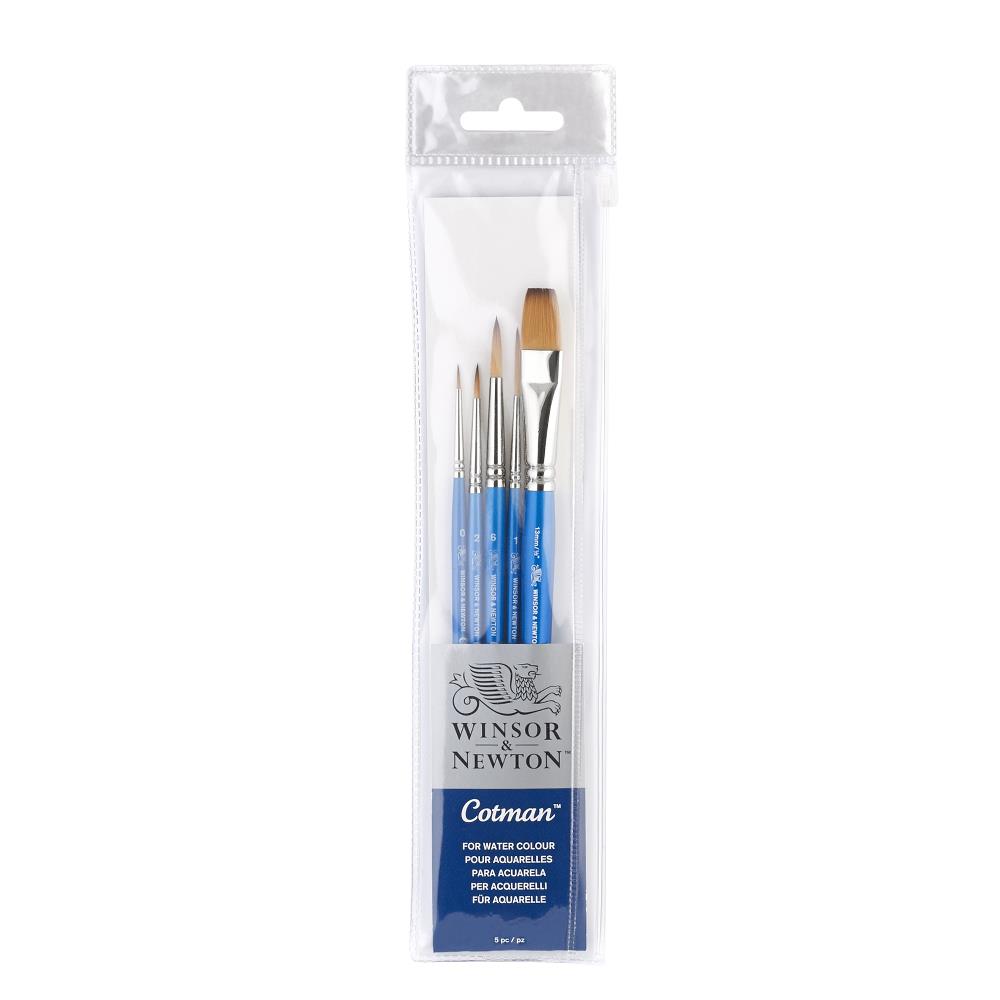 Winsor & Newton Cotman akvarelinių teptukų rinkinys 5 vnt., Nr. 0, 2, 4, 6 ir plokščias 13 mm