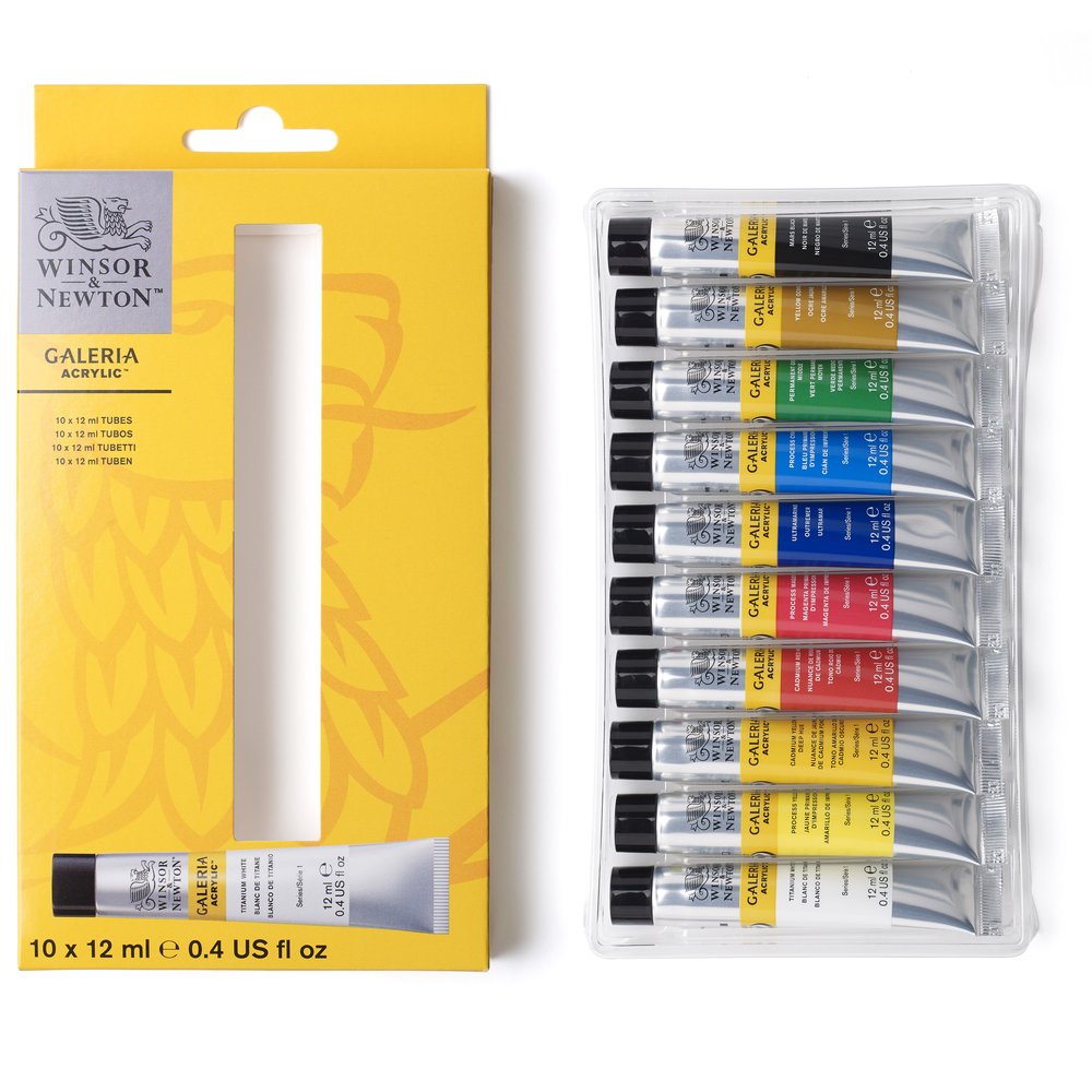 Winsor & Newton Galeria akrilinių dažų rinkinys 10 vnt. po 12 ml