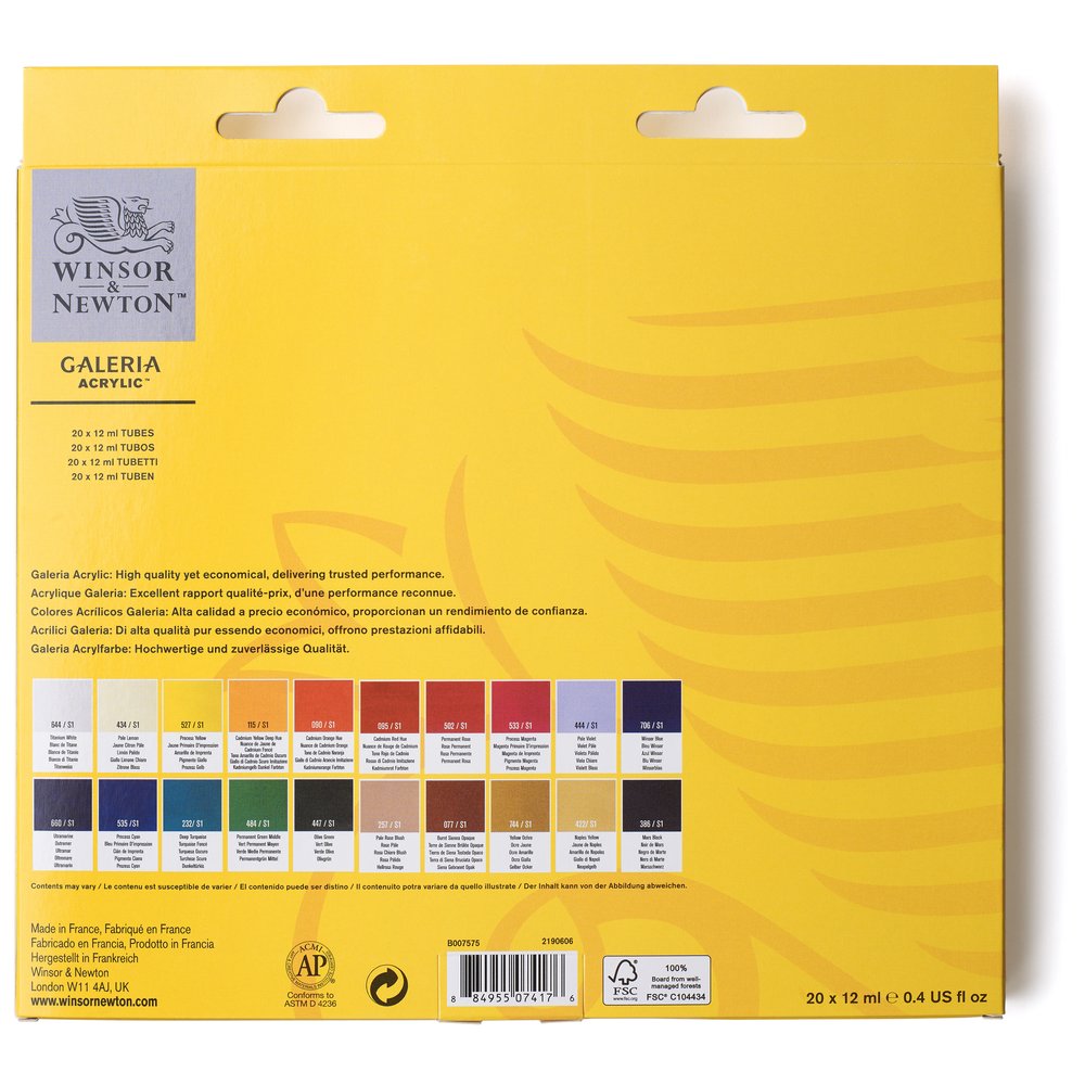 Winsor & Newton Galeria akrilinių dažų rinkinys 20 vnt. po 12 ml