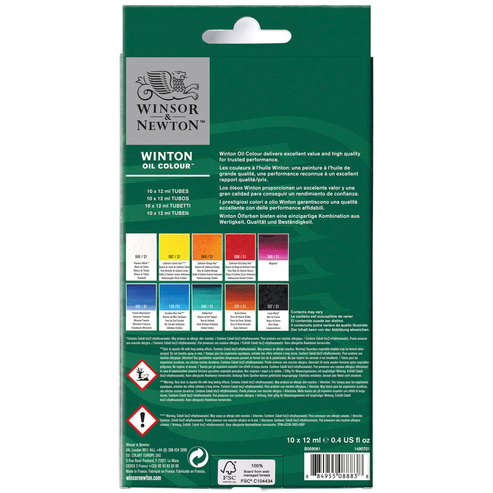 Winsor & Newton Winton Oil Colour aliejinių dažų rinkinys, 10 vnt. po 12 ml
