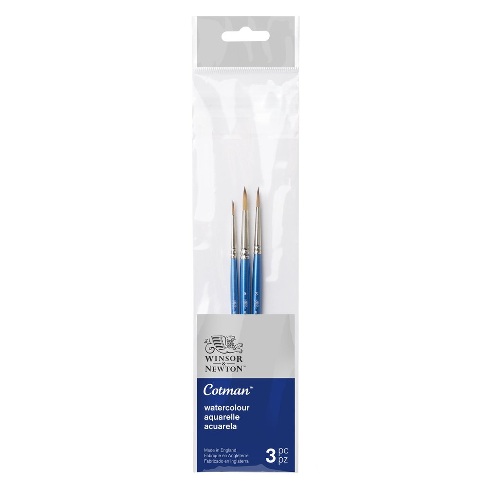 Winsor & Newton Cotman akvarelinių teptukų rinkinys 3 vnt., Nr. 1, 3, 5