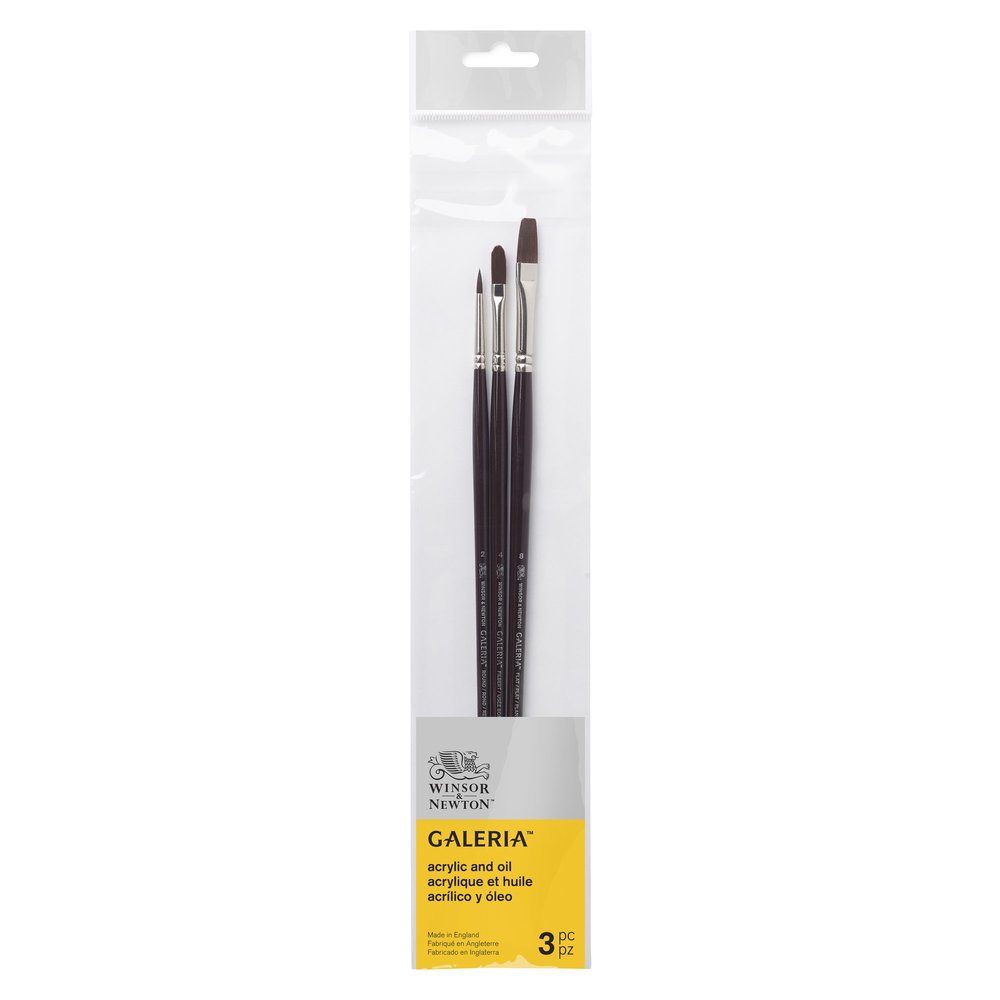 Winsor & Newton Galeria teptukų rinkinys akrilui ir aliejui 3 vnt., Nr. 2, 4, 8