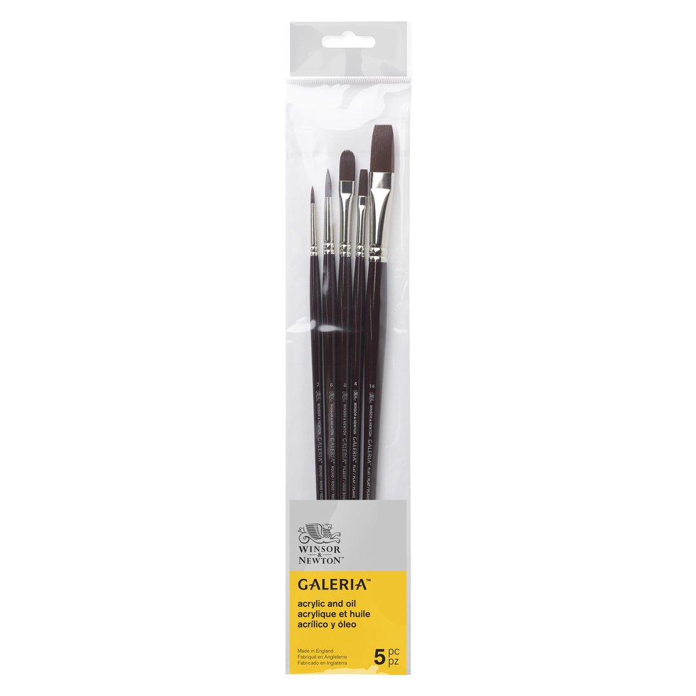 Winsor & Newton Galeria teptukų rinkinys akrilui ir aliejui 5 vnt., Nr. 2, 6, 8, 4, 14