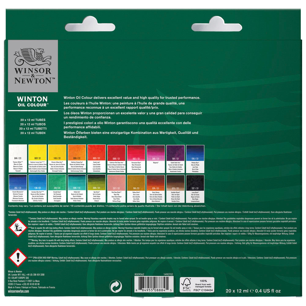 Winsor & Newton Winton Oil Colour aliejinių dažų rinkinys, 20 vnt. po 12 ml