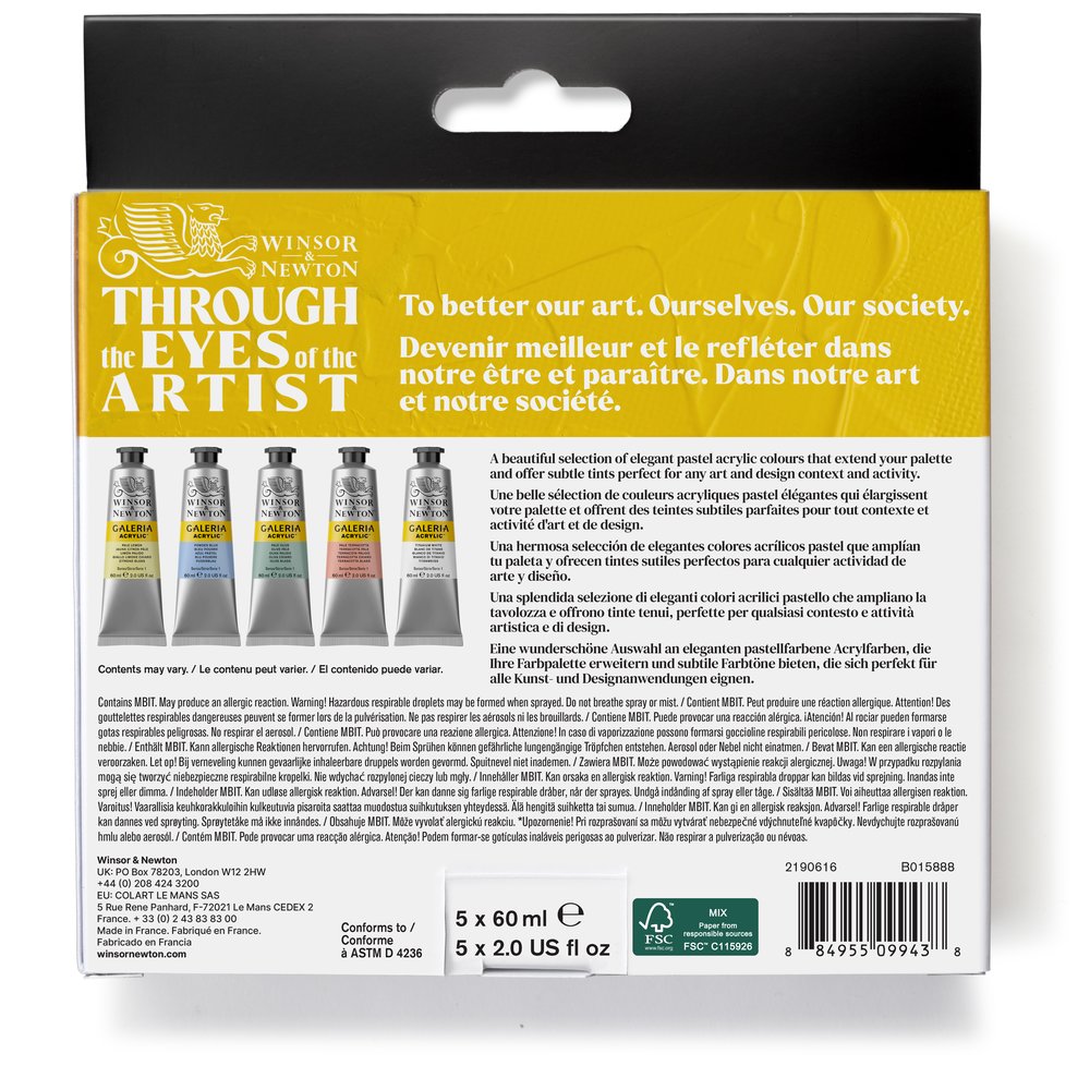 Winsor & Newton Galeria Acrylic Pastel akrilinių dažų rinkinys 5 vnt. po 60 ml