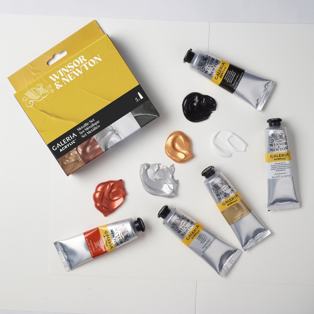 Winsor & Newton Galeria Acrylic Metallic akrilinių dažų rinkinys 5 vnt. po 60 ml