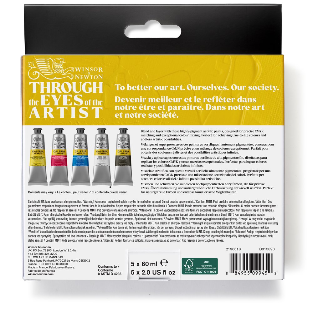 Winsor & Newton Galeria Acrylic akrilinių dažų rinkinys 5 vnt. po 60 ml