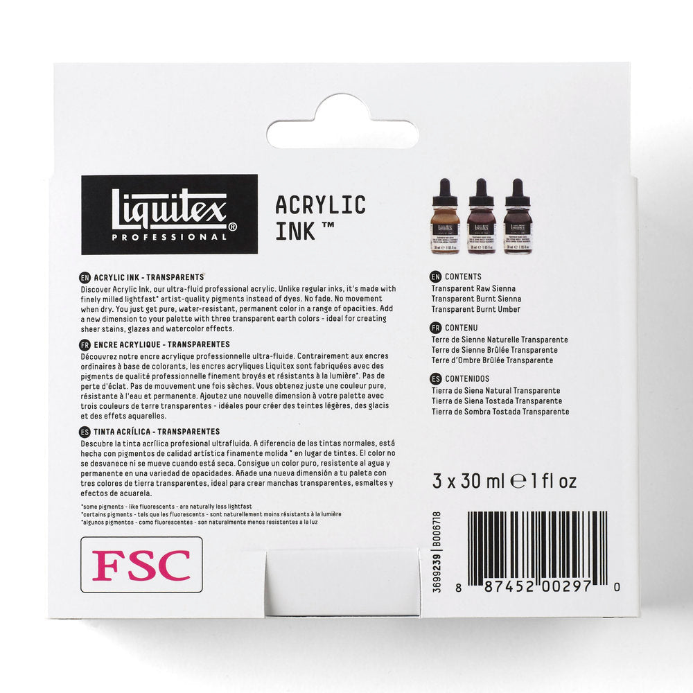 Liquitex Professional Acrylic Ink Transparent rinkinys 3 vnt. po 30 ml