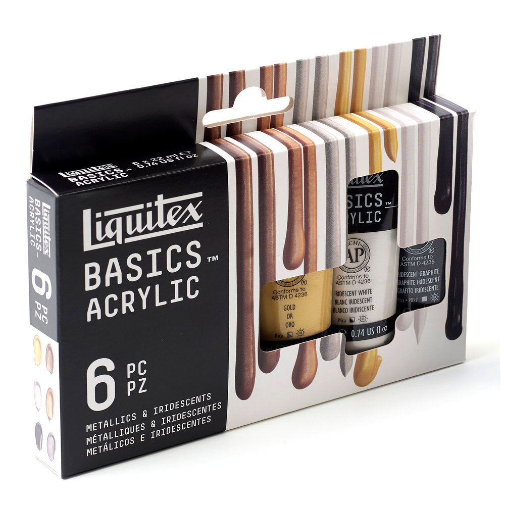Liquitex BASICS Acrylic Metallics & Iridescents akrilinių dažų rinkinys 6 vnt. po 22 ml