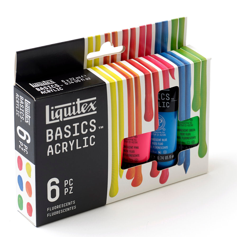Liquitex BASICS Acrylic Fluorescent akrilinių dažų rinkinys 6 vnt. po 22 ml