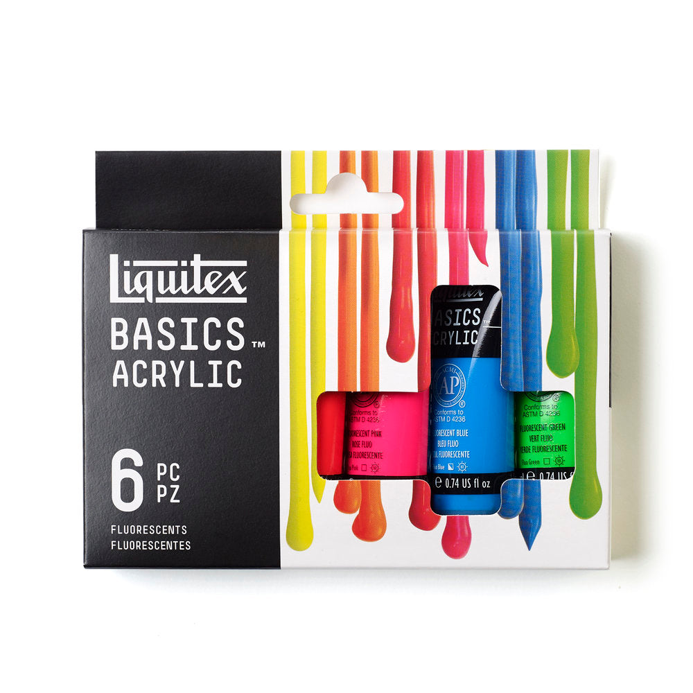 Liquitex BASICS Acrylic Fluorescent akrilinių dažų rinkinys 6 vnt. po 22 ml