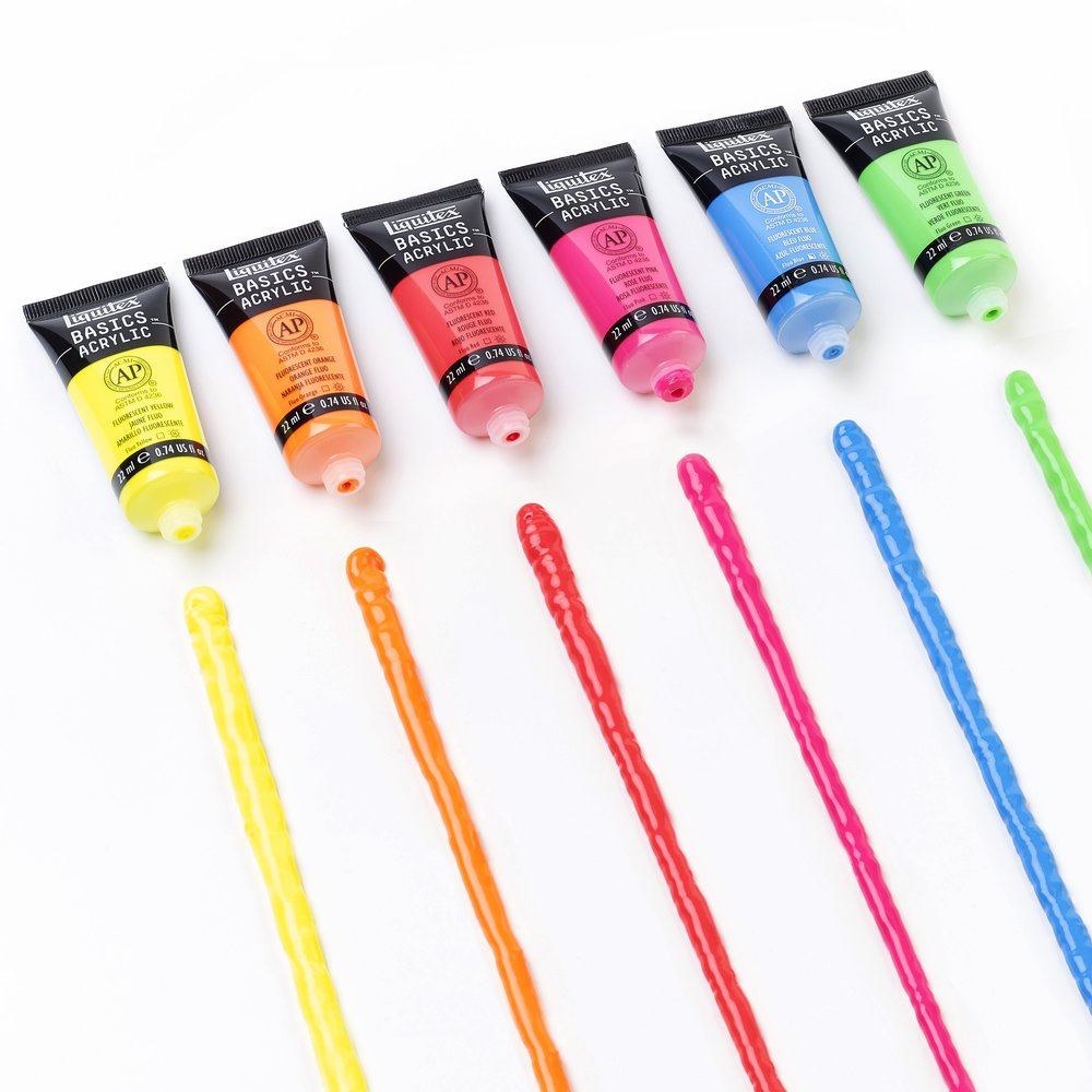 Liquitex BASICS Acrylic Fluorescent akrilinių dažų rinkinys 6 vnt. po 22 ml