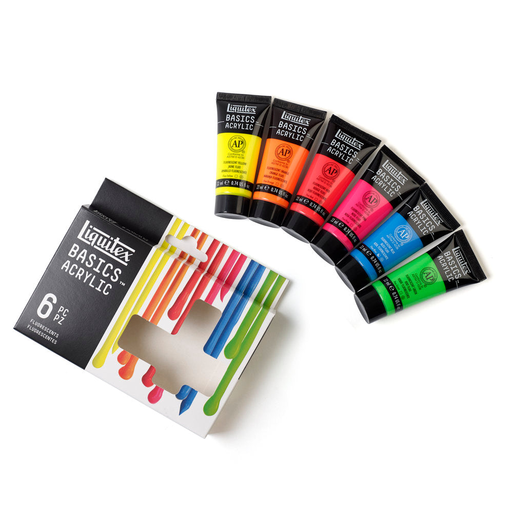 Liquitex BASICS Acrylic Fluorescent akrilinių dažų rinkinys 6 vnt. po 22 ml