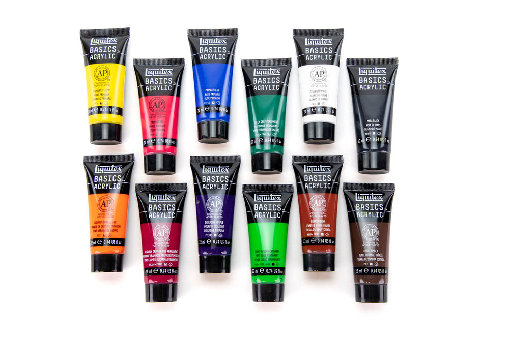 Liquitex BASICS Acrylic akrilinių dažų rinkinys 12 vnt. po 22 ml