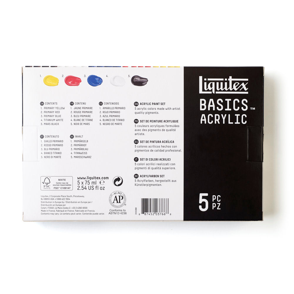 Liquitex BASICS Acrylic akrilinių dažų rinkinys 5vnt. po 75 ml