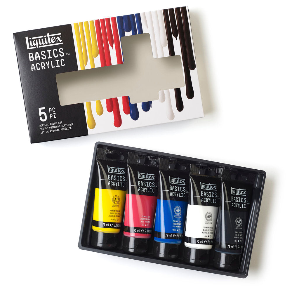 Liquitex BASICS Acrylic akrilinių dažų rinkinys 5vnt. po 75 ml