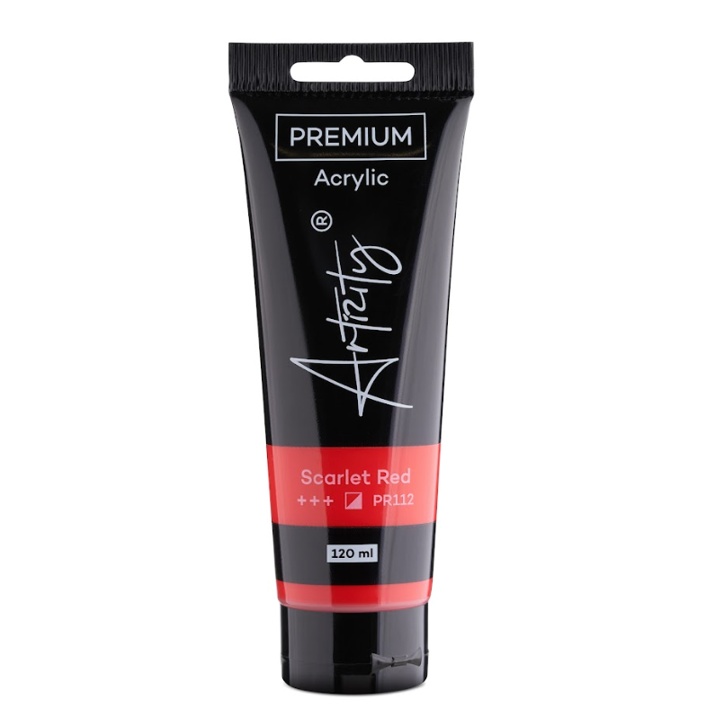 Acrylic Premium Artist Paint, 120 ml Tube - Scarlet Red