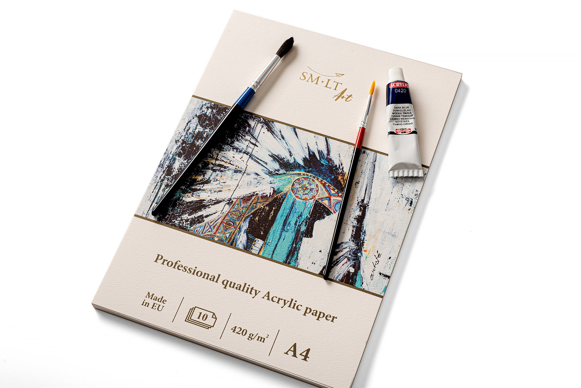 Tapybos sąsiuvinis PRO SMLT Art akrilinei tapybai, A4, 420 gsm 10 lapų, kieta nugarėle
